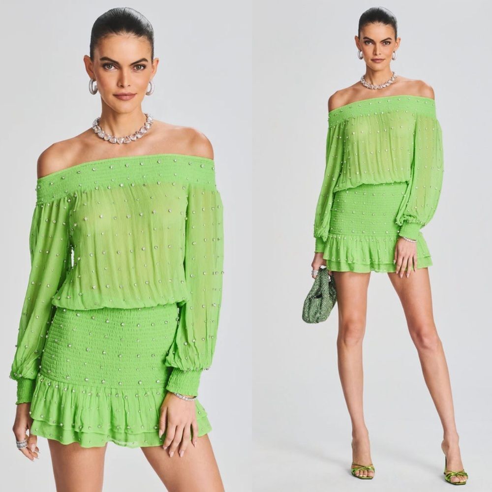 Retrofête Taisha Dress in Lime Punch Size S Retail $795